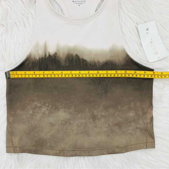 Athleta Shanti Watercolor Stripe Cropped Hem Lycra Spandex Blend Work Out Top - Picture 9 of 12